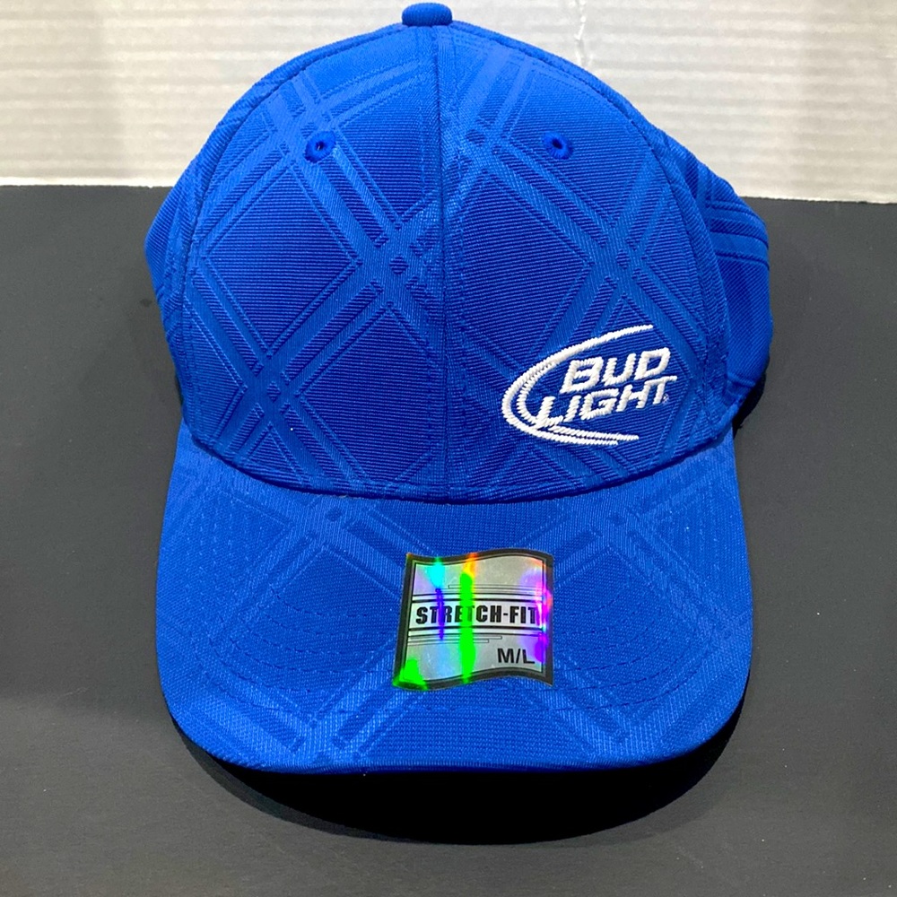 Unisex Embroidered Bud Light Stretch Fit Baseball Style Cap M/L Stretch Fit